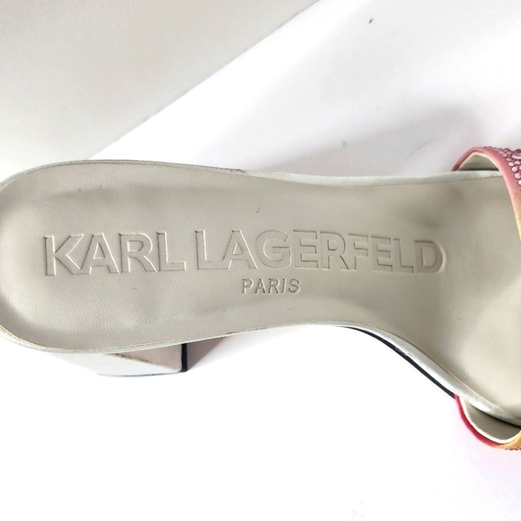 KARL LAGERFELD Women's Multi-Color Pera Rhinestone Heels Sandals Size 9.5 - Picture 9 of 9